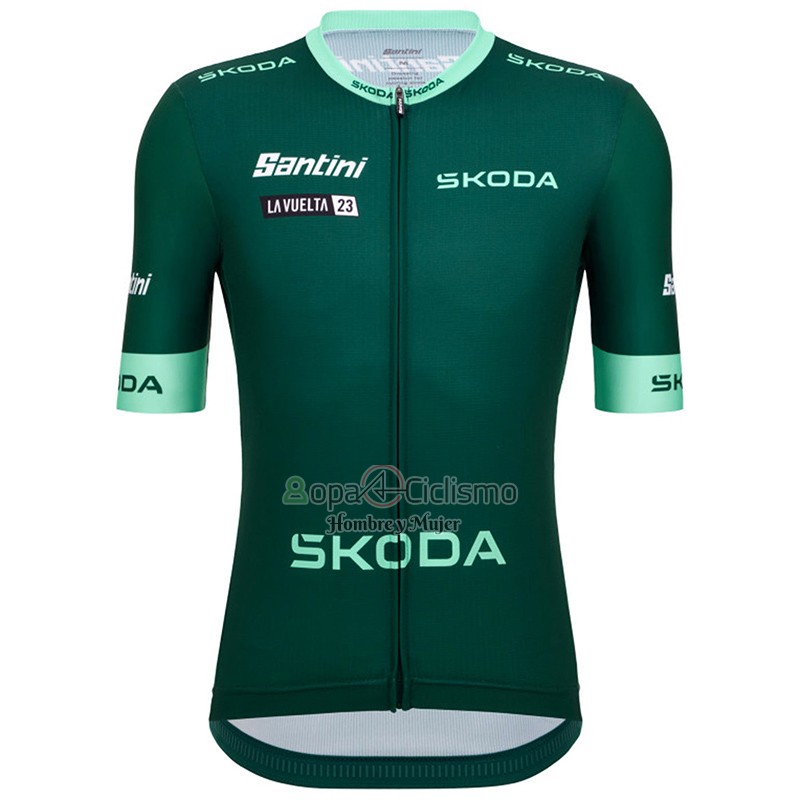 Vuelta Espana Ropa Ciclismo Culotte Corto 2022 Hombre Mangas Cortas Verde
